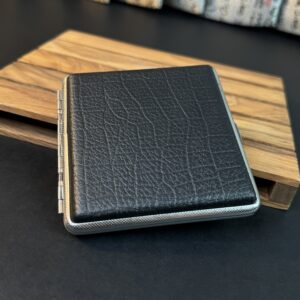 PREMIUM QUALITY STAINLESS STEEL + LEATHER CIGARETTE CASE